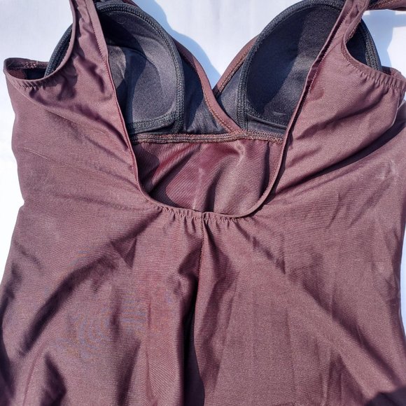 Trimshaper size 16 Ruched Chocolate Colored one piece. - Picture 5 of 6